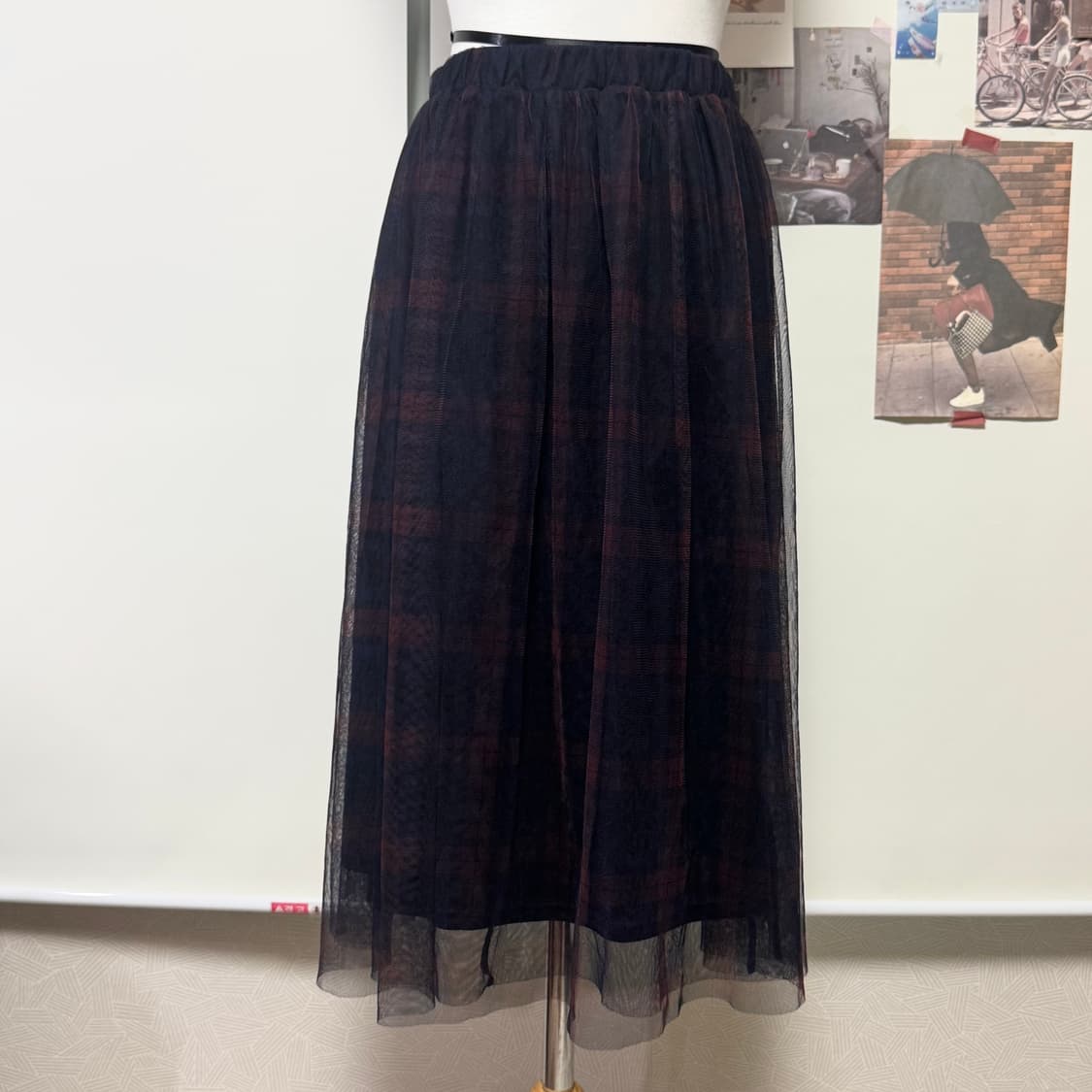 하트 네이비 자수 카라티 + 체크 샤스커트 2개세트 상품이미지5