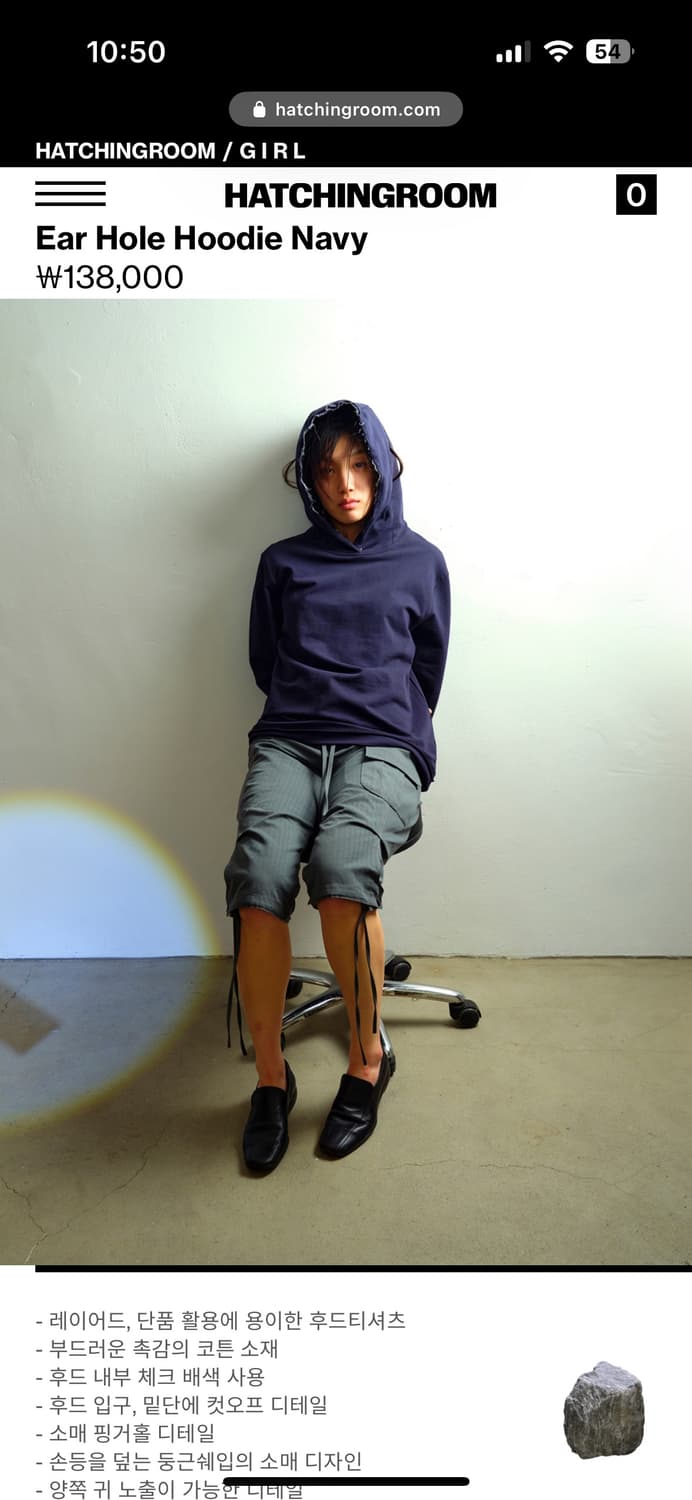 해칭룸 Ear Hole Hoodie Navy 상품이미지5