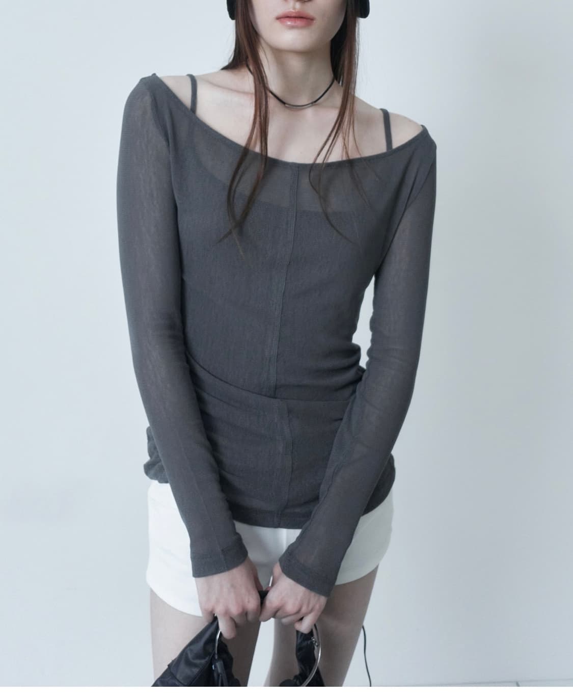 세릭 see-through round top / dark gray 상품이미지1