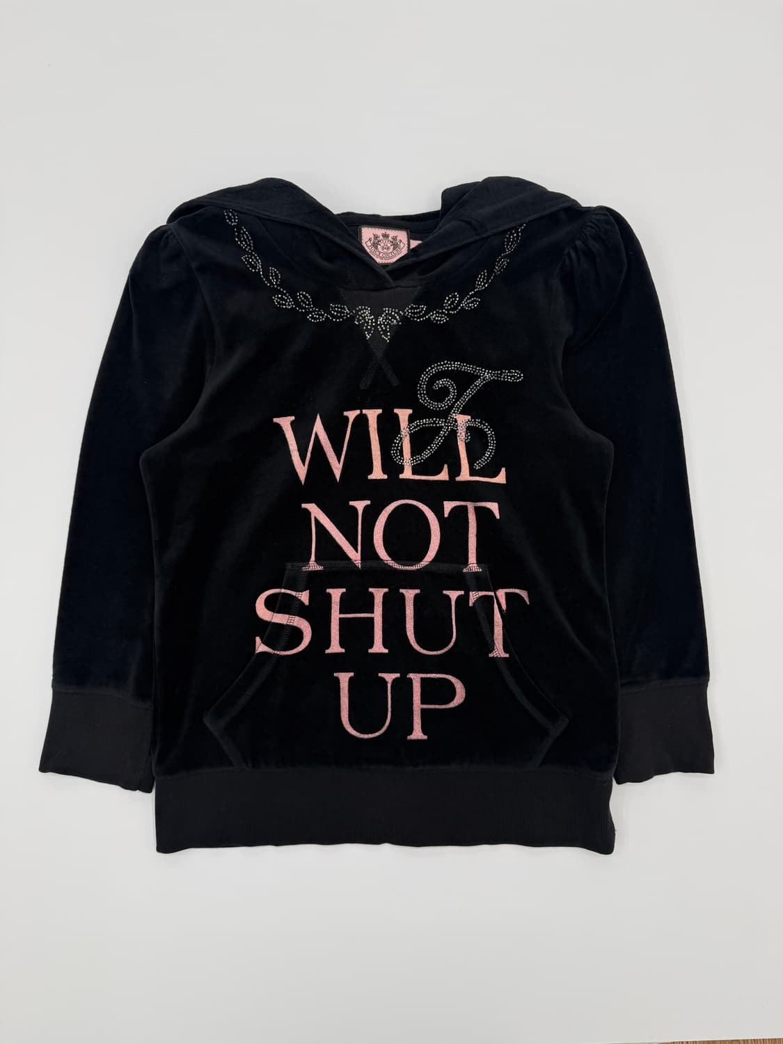 빈티지 Juicy Couture 블랙 로고 벨벳 후드티 상품이미지7