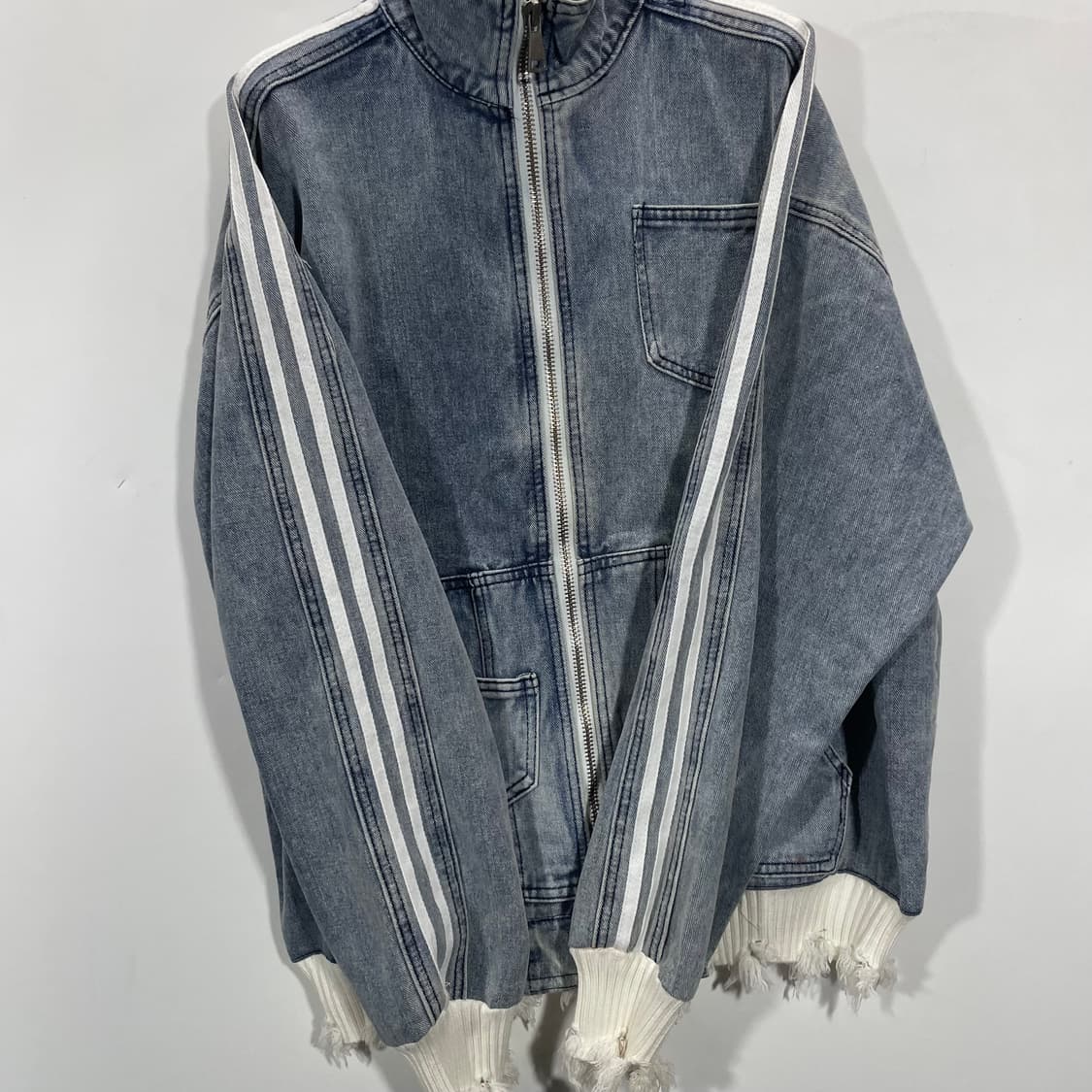 시보리 데미지 집업 데님자켓 상품이미지2