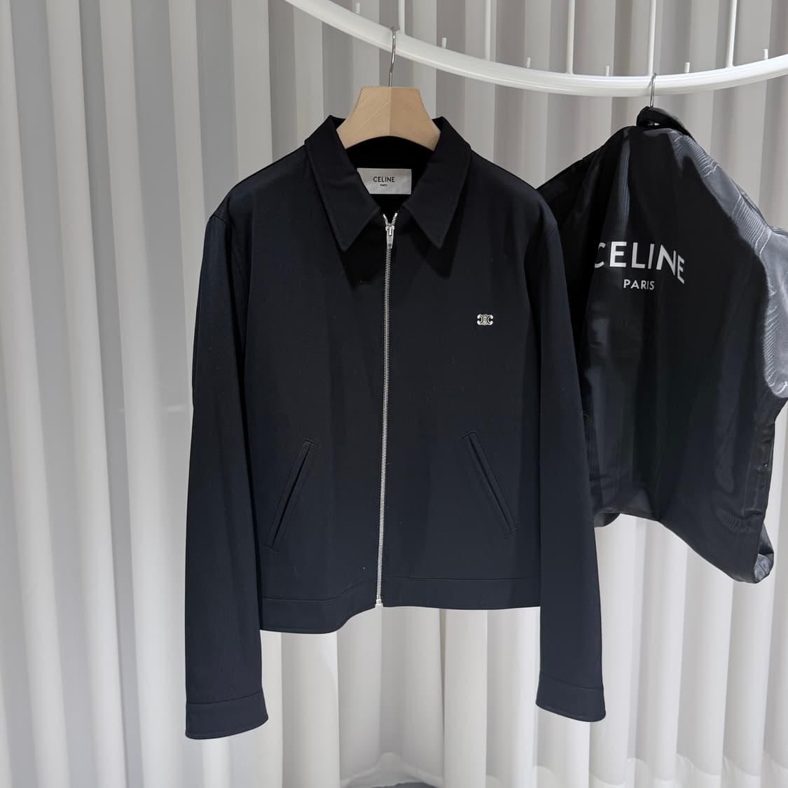 (A+/54) 셀린느 트리옹프 울트윌 블루종 봄버 자켓 블랙 상품이미지3