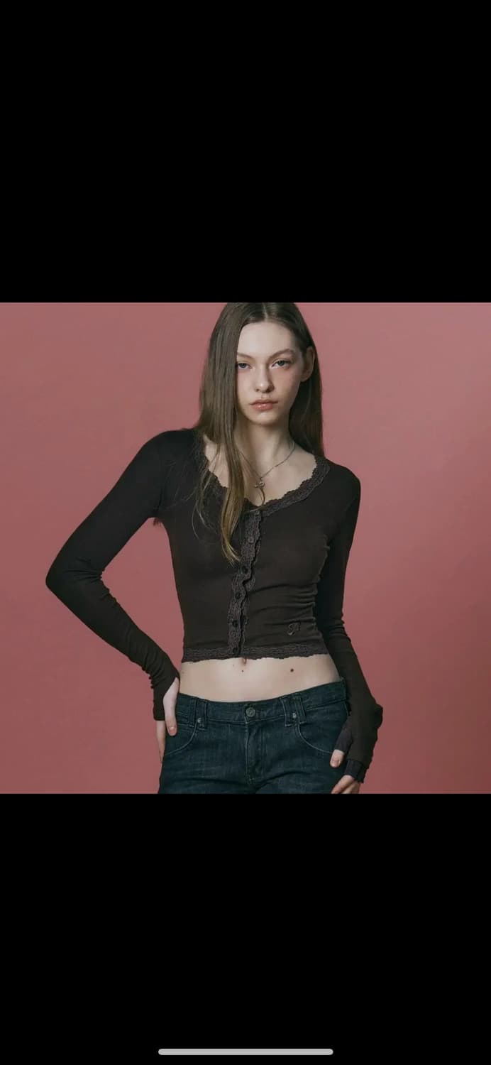 플리즈노팔로우 밀라 레이스 탑 브라운 상품이미지1