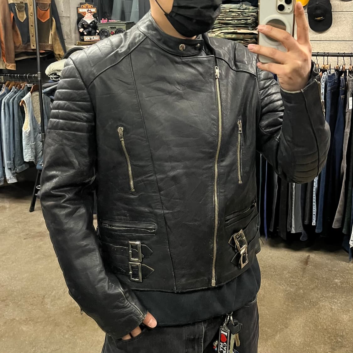 90s 빈티지 퀼티드 더블 라이더 자켓 (100-105) 상품이미지6