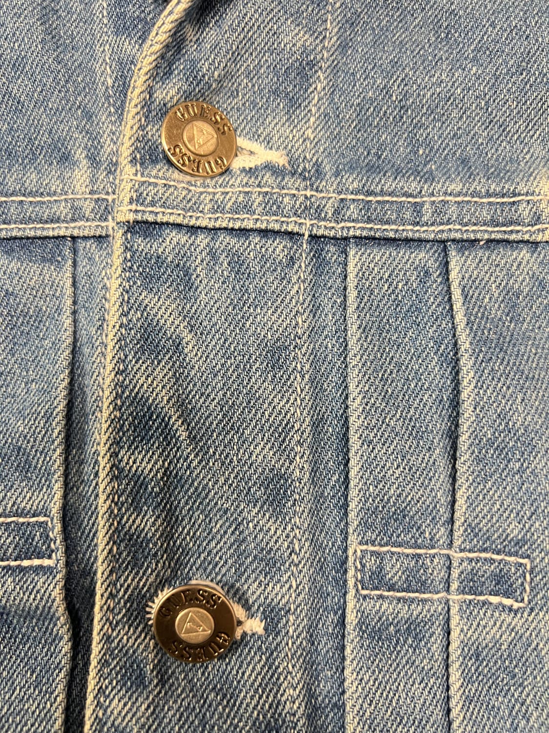 90s GUESS 빈티지 2세대 데님 자켓 라이트블루 100 상품이미지4