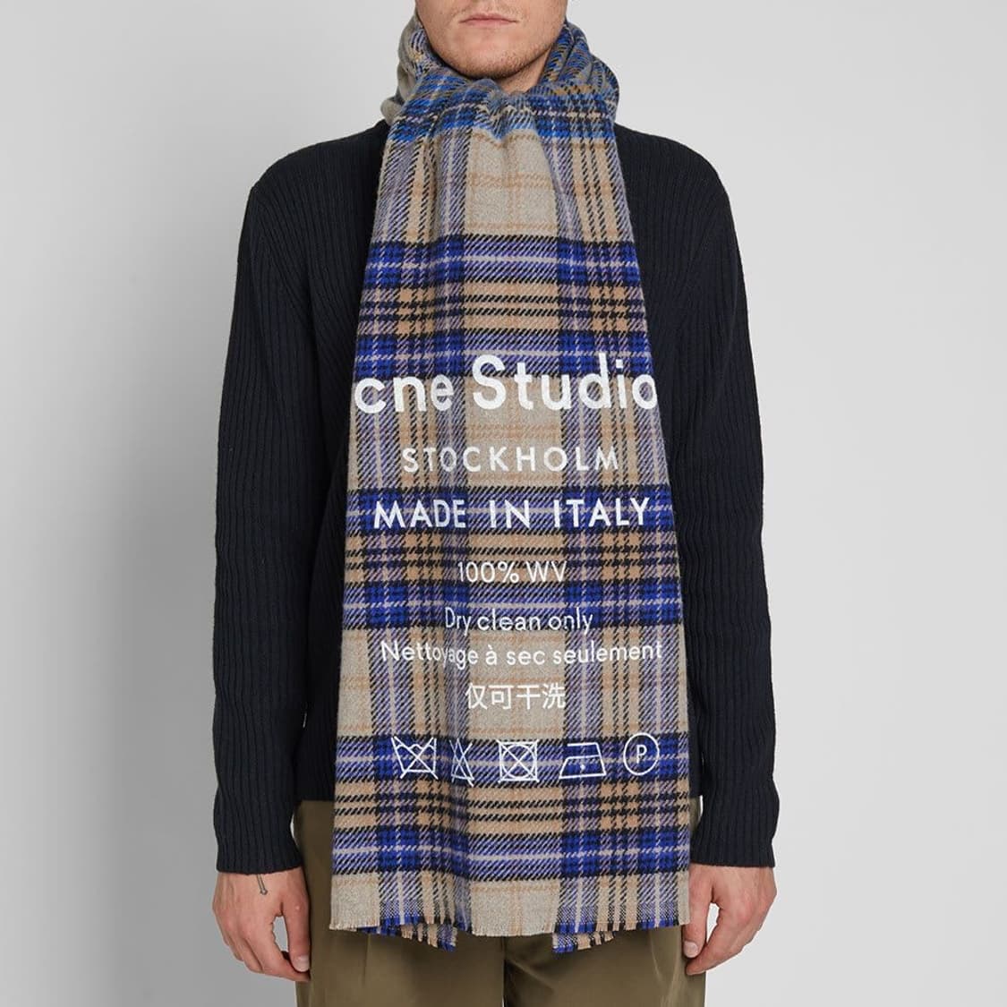 아크네 스튜디오 캐시어 체크 머플러 블루 베이지 상품이미지1