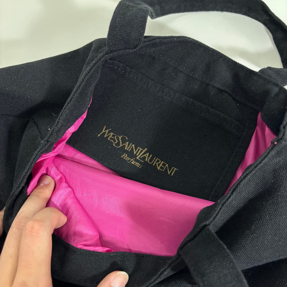 OS 빈티지 입생로랑 YSL 블랙 코튼 도트백 상품이미지4