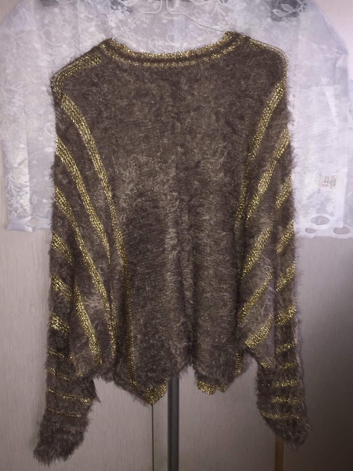 갸루무드 골드포인트 브라운 퍼 가디건 상품이미지3