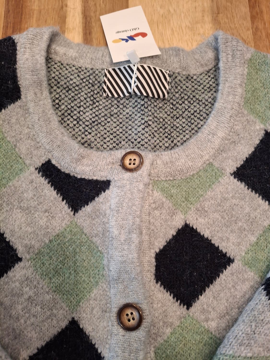 (마지막특가) 피그먼트 아가일 패턴 가디건 새상품 상품이미지2