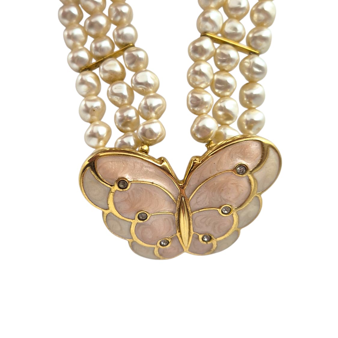 80s 미국 케네스 제이x에이본 나비 못난이 진주 초커 상품이미지5