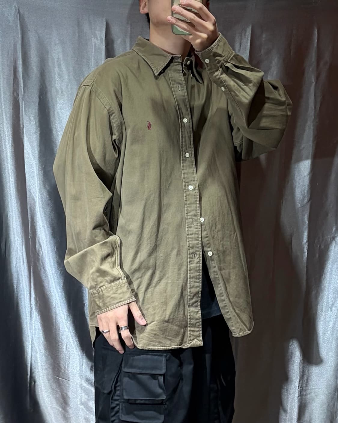 XL 폴로랄프로렌 버건디포니 브라운 코튼 셔츠 상품이미지1