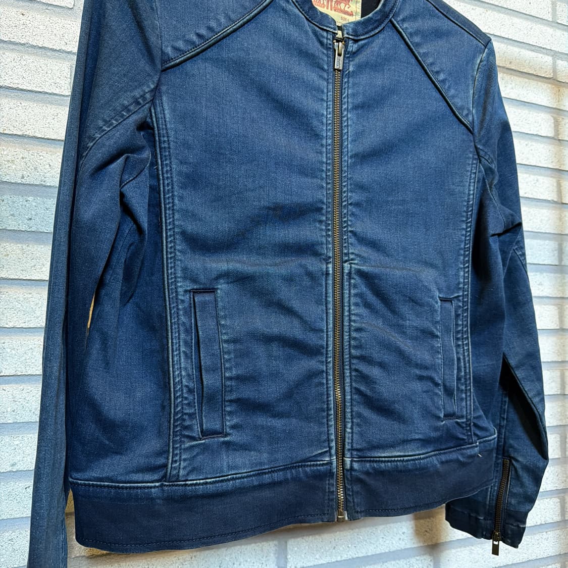 리바이스 데님 바이커 자켓 라인절개 소매지퍼 디테일 인디고블루 상품이미지5