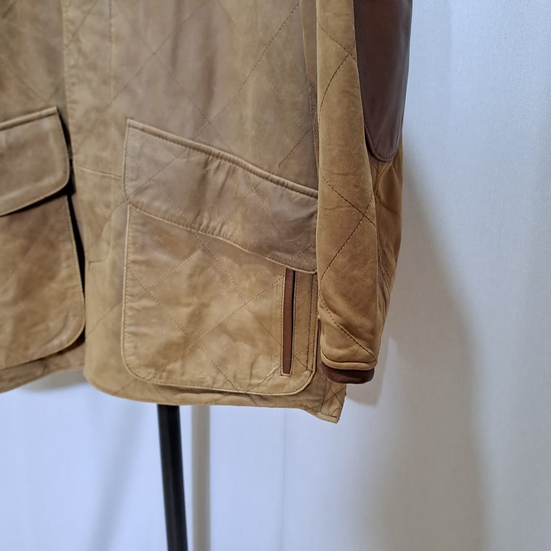 (택포) 시어링 가죽 퀼팅 자켓 잉글랜드 트위드 원단 120 B478 상품이미지3