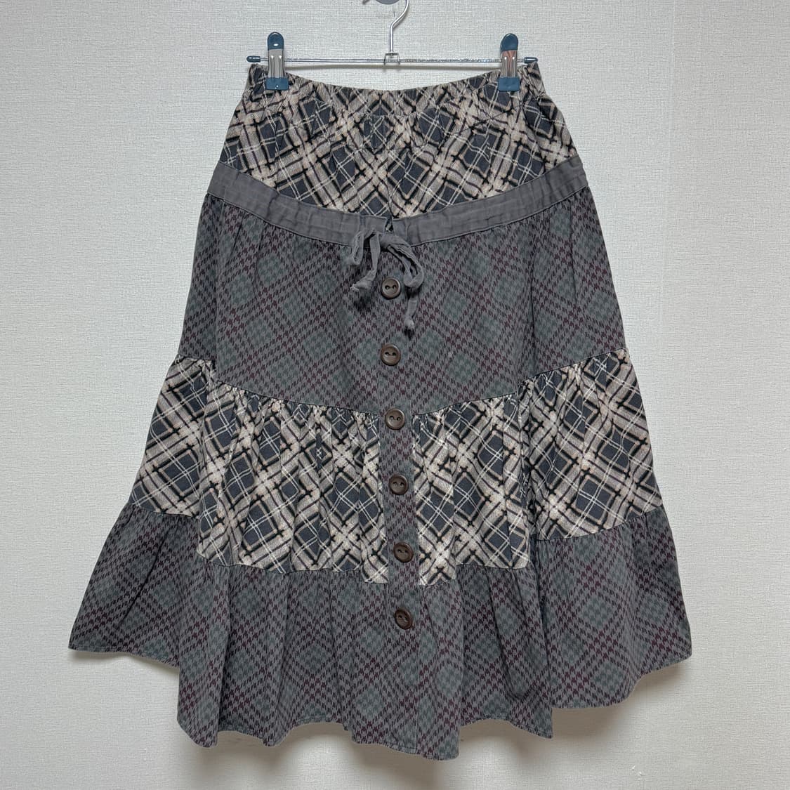 모리걸 대장 체크패치 스커트 상품이미지1