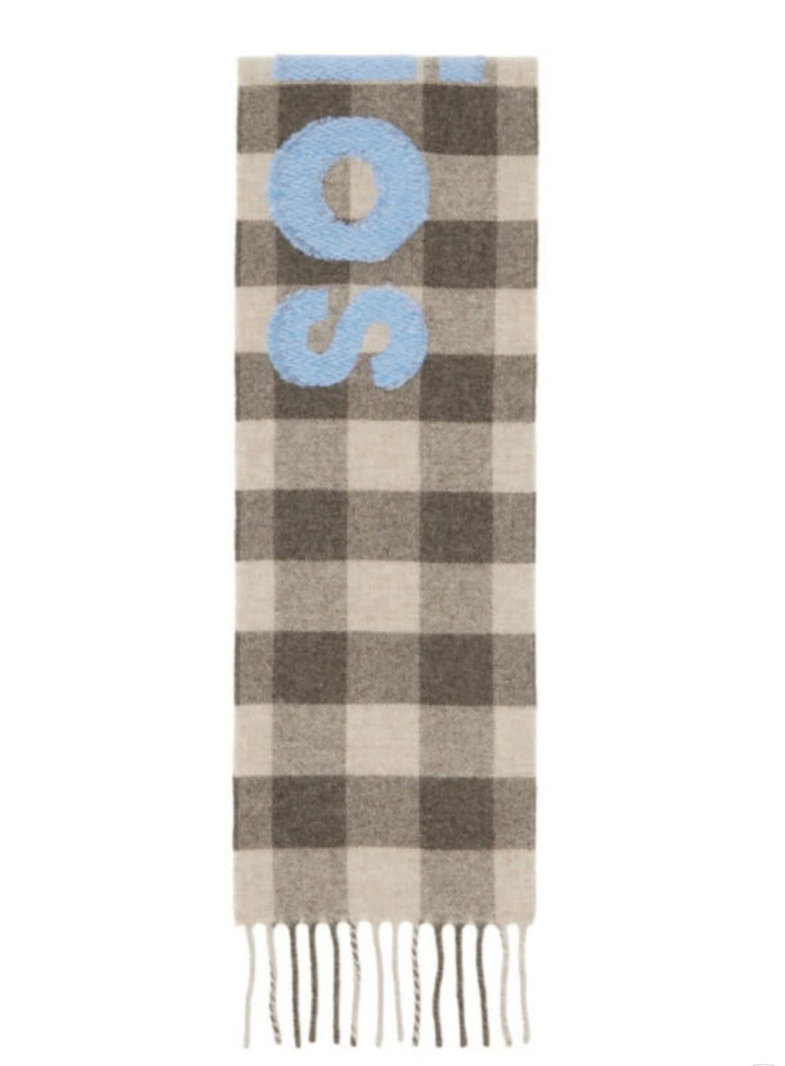아크네 스튜디오 내로우 체크 로고 스카프 브라운 블루  상품이미지2