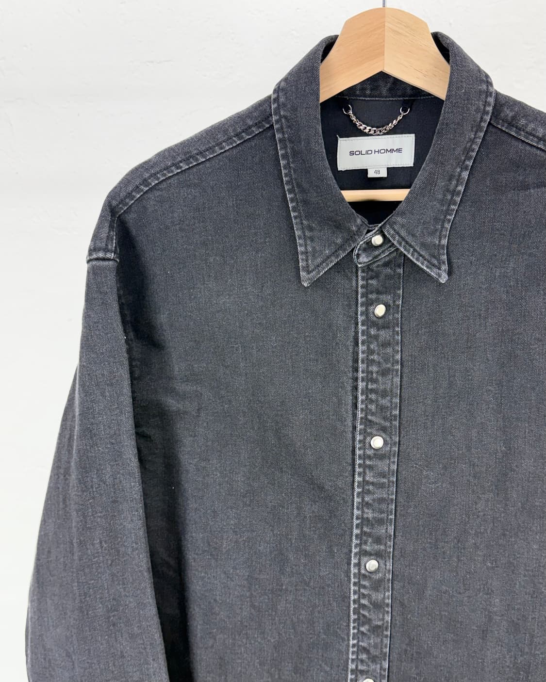 솔리드옴므 오버 흑청 데님 셔츠 자켓 상품이미지2