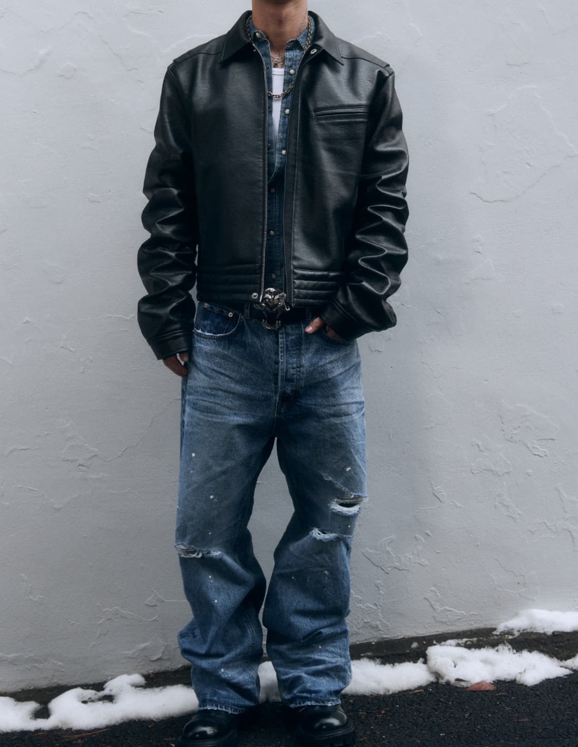 파프롬왓 퍼커링 레더 자켓 2사이즈 상품이미지1