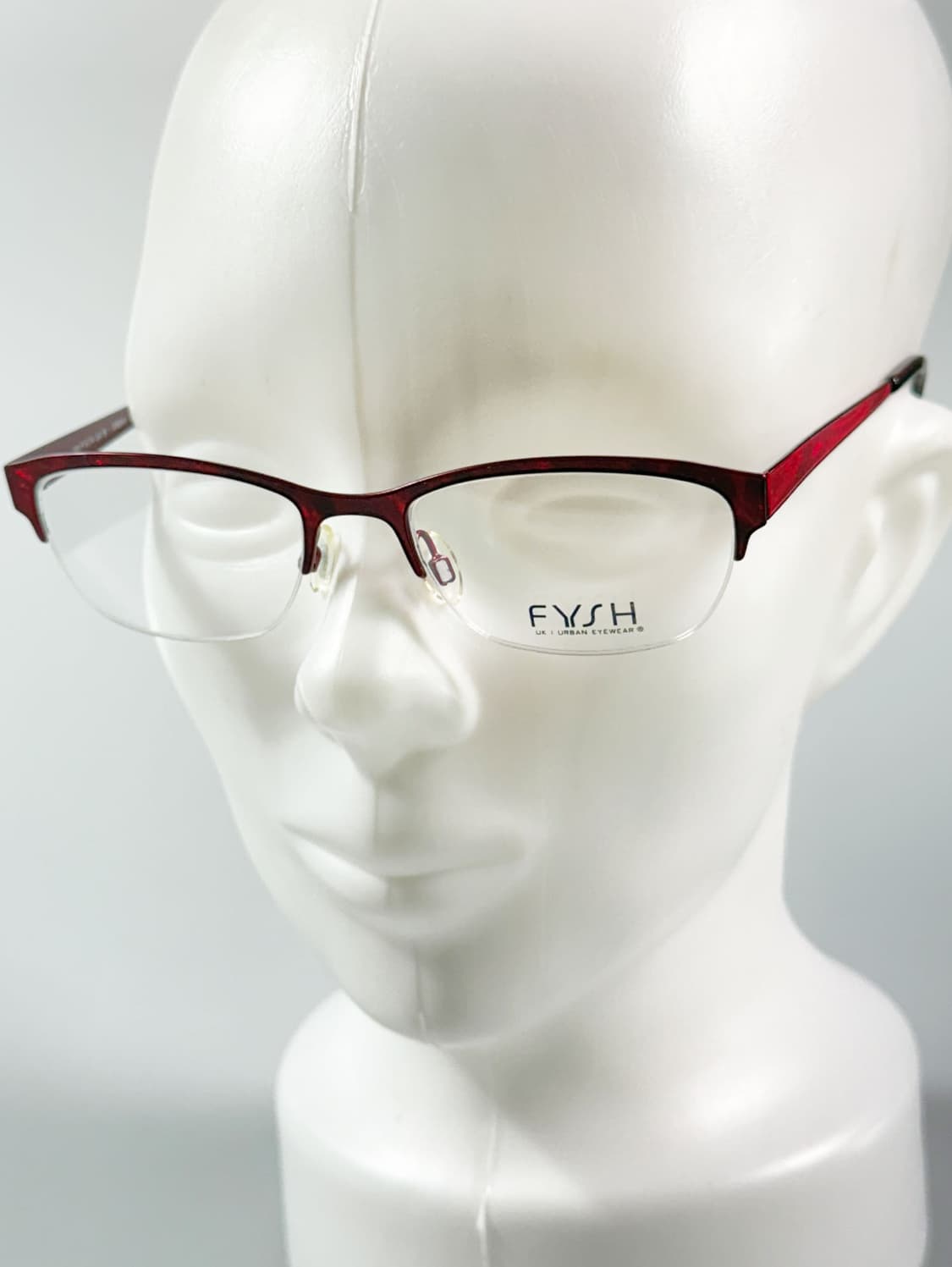 영국제 FYSH 레드 메탈 스퀘어 반무테 빈티지 안경 상품이미지8