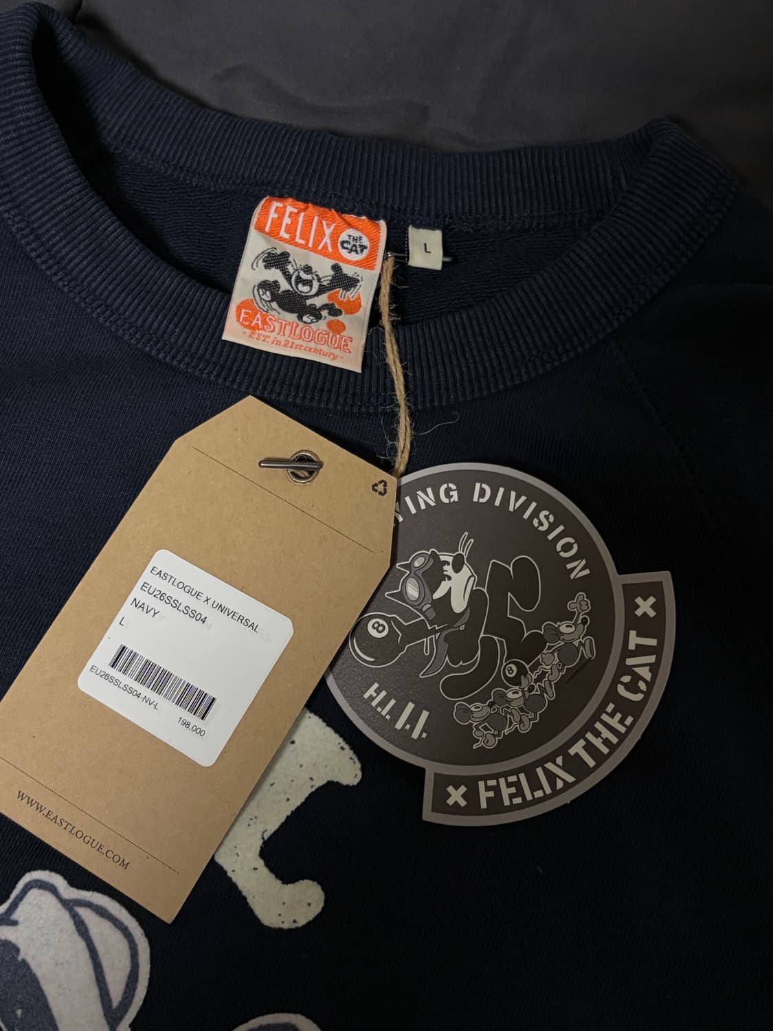 이스트로그 x 펠릭스 더 캣 맨투맨 네이비 L 상품이미지5