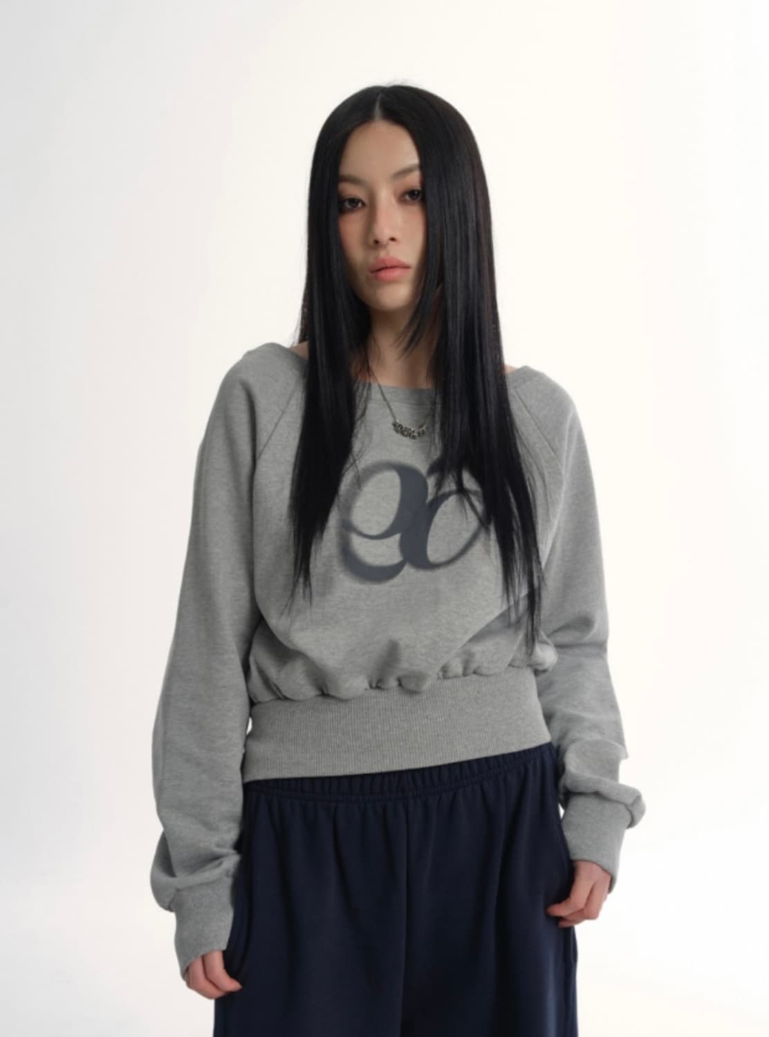 애즈온 맨디 스웻셔츠 원숄더 맨투맨 그레이 상품이미지3