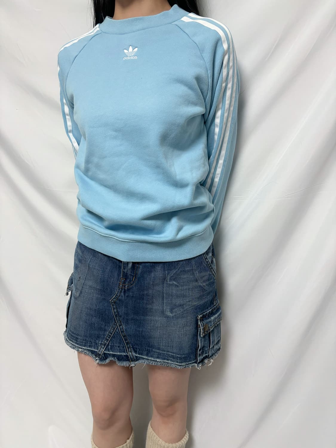 빈티지 아디다스 스카이블루 파이어버드 스웻셔츠 상품이미지4