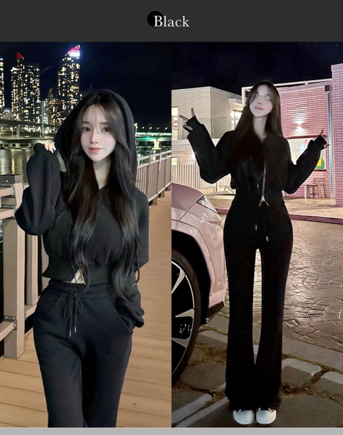 메이윤 제작 속극세사 투웨이 후드집업 & 세미부츠컷 팬츠 set 상품이미지1