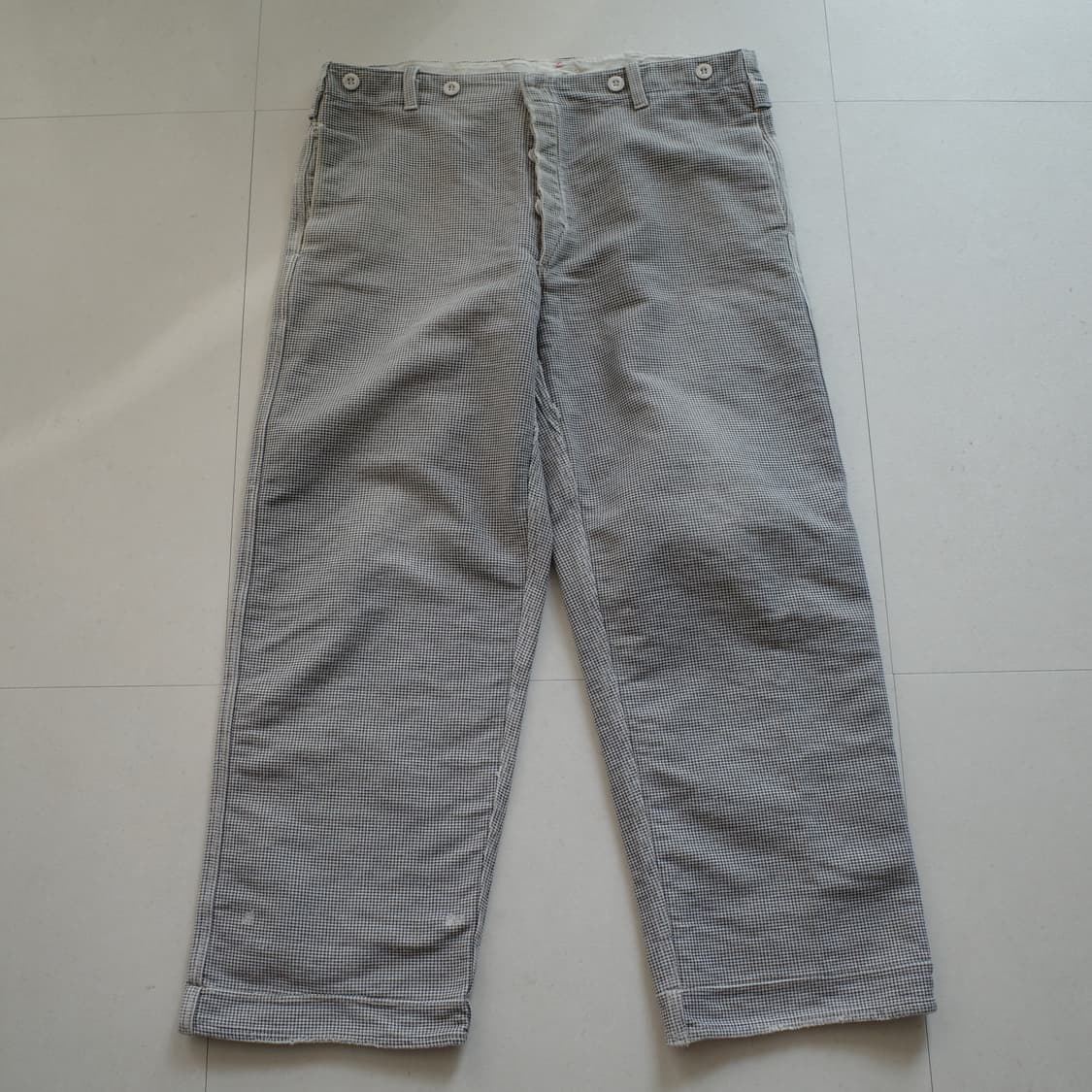 50s-60s 프렌치 헤비코튼 하운드투스 신치백 워크팬츠 상품이미지1