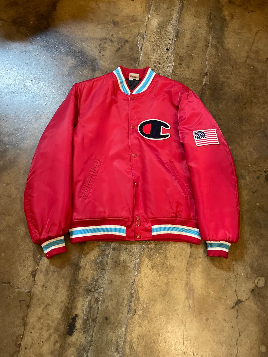 챔피온 USA 성조기 바시티 자켓 레드 상품이미지1