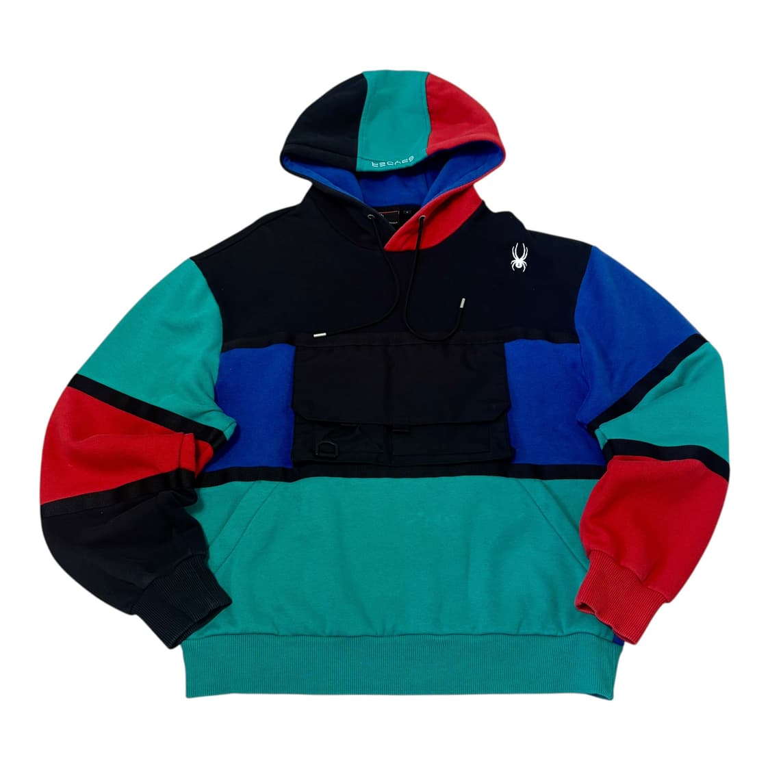 스파이더 컬러블럭 기모 후드 맨투맨 상품이미지1