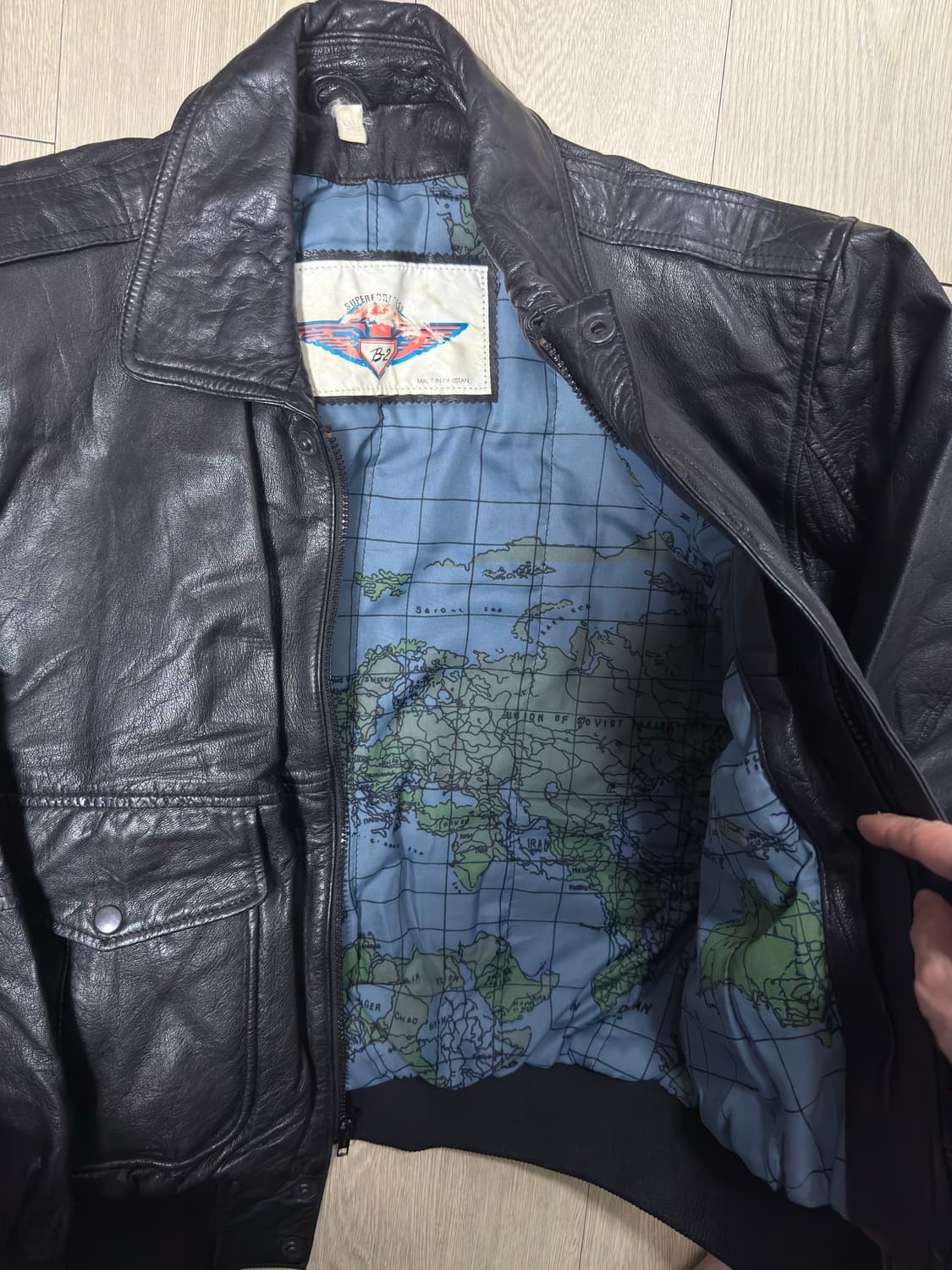 80s 빈티지 Superfortress B-2 가죽 자켓 블랙 L 상품이미지3