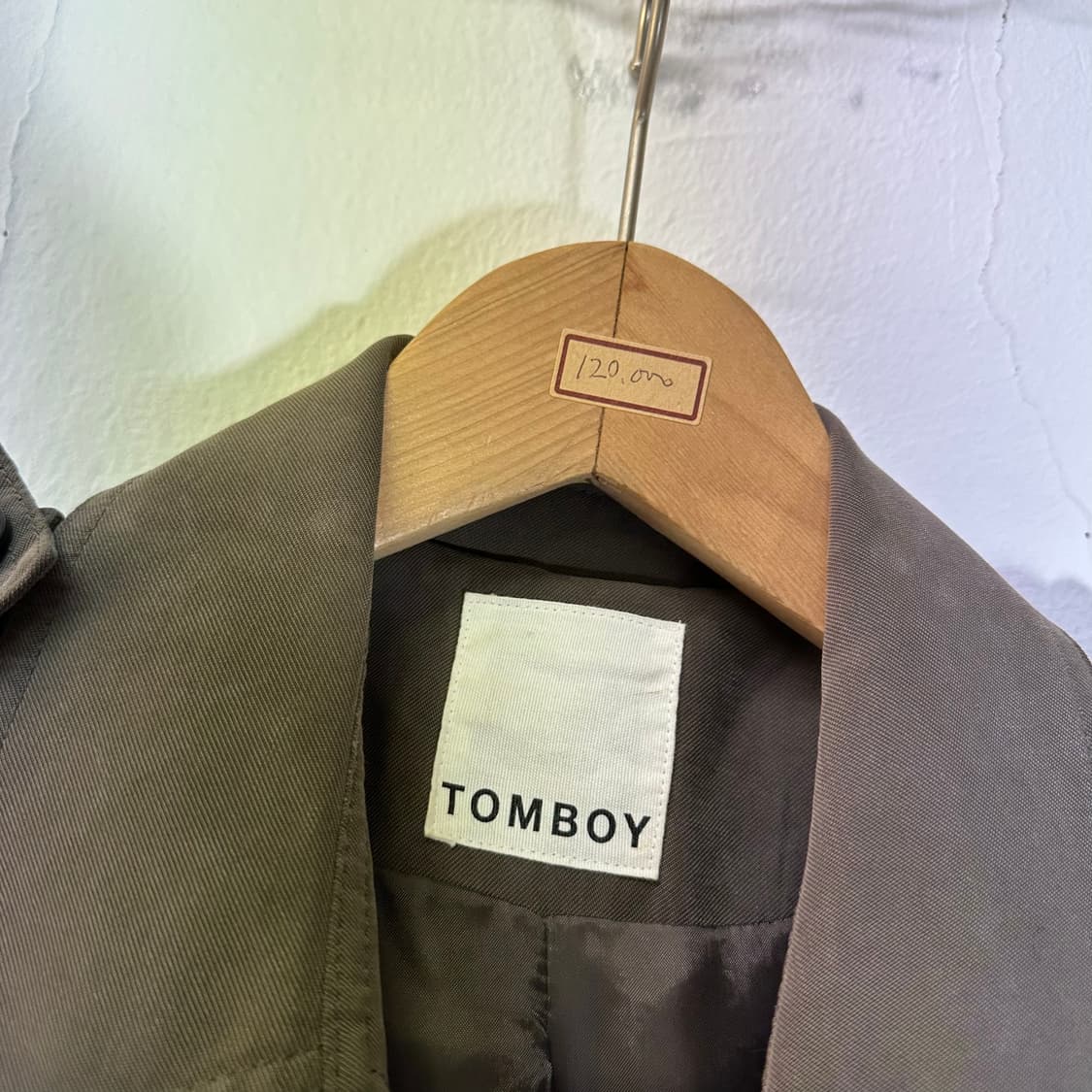 우먼OS 스튜디오톰보이 카키그레이 루즈핏 로브 더블트렌치코트 상품이미지2