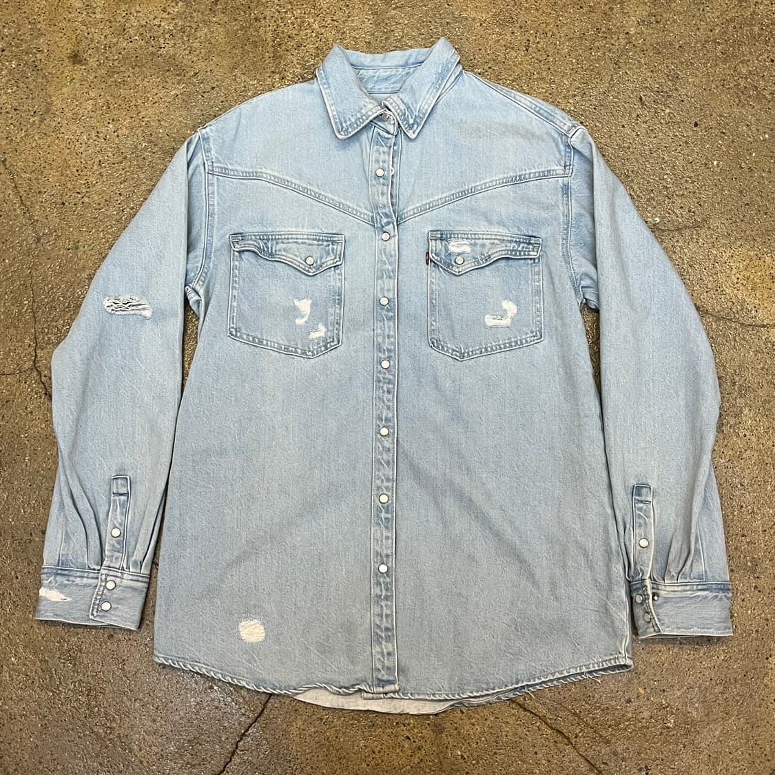 미국 빈티지 리바이스 데님 셔츠 데미지 워싱 청남방 상품이미지1