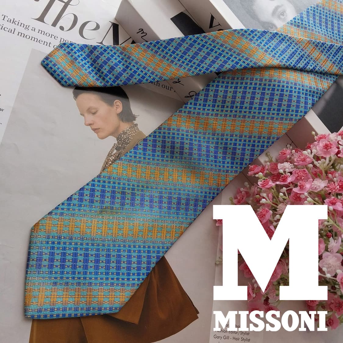 MISSONI 미쏘니 블루 믹스 패턴 넥타이 9.1cm B등급 K2793 상품이미지2