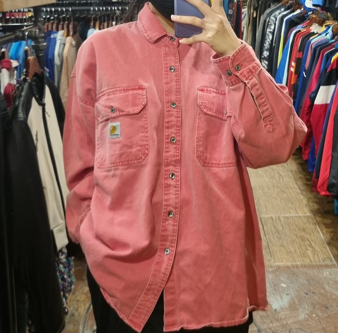 [Hi] 칼하트 긴팔 셔츠 코랄핑크 상품이미지3