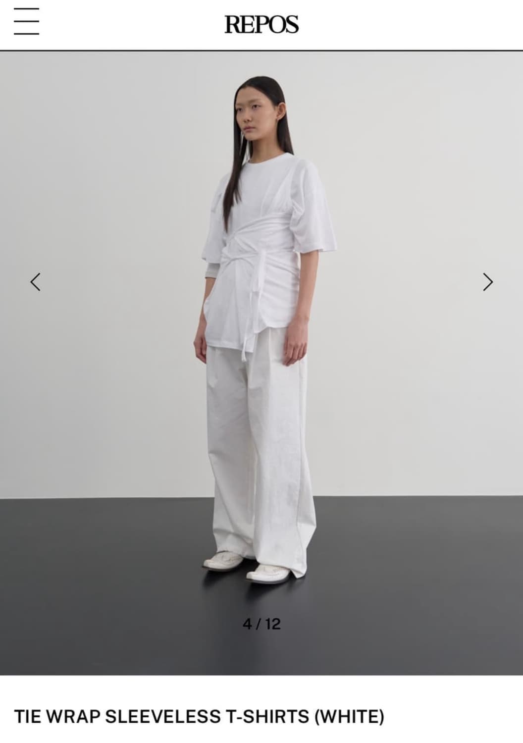 리포스 TIE WRAP SLEEVELESS T-SHIRTS (WHITE) 상품이미지2