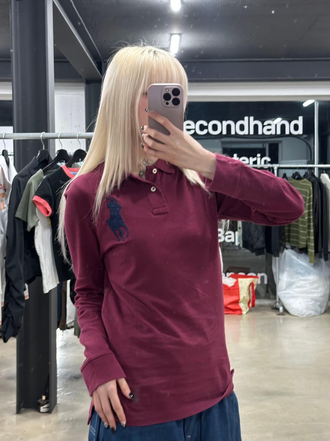 폴로 랄프로렌 빅포니 긴팔 카라 티셔츠 버건디 상품이미지1