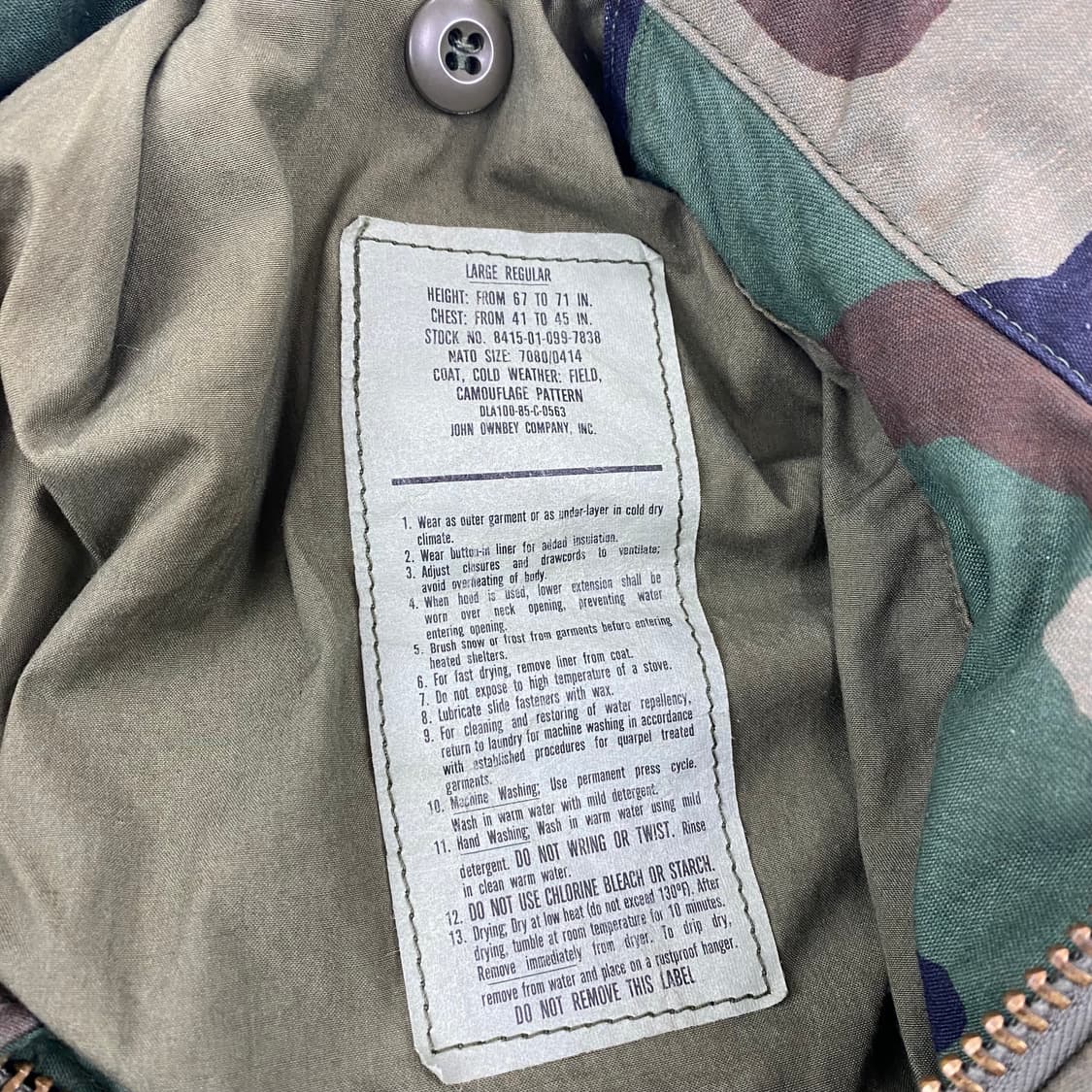 USA Army 우드랜드 패턴 M-65 필드 자켓 (105) 상품이미지7