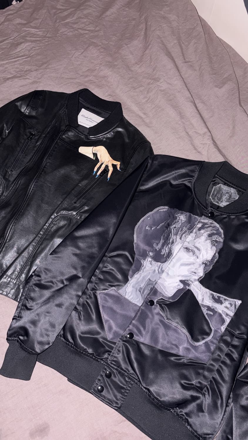 언더커버 1of1 디핸드 레더 봄버 블루종 자켓 상품이미지2