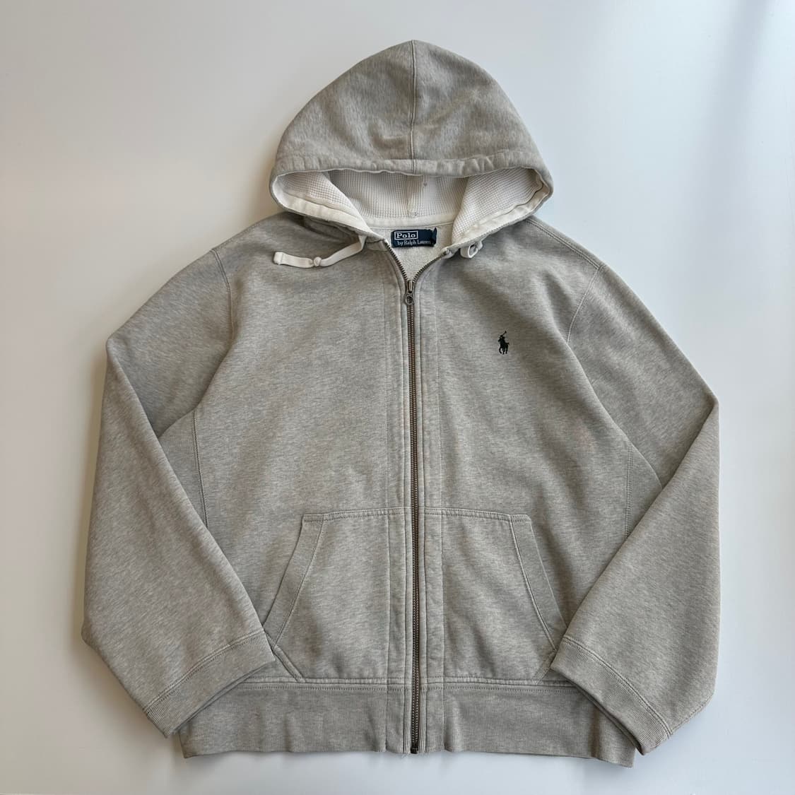 폴로 랄프로렘 00‘s 멜란지 그레이 써멀 후드집업 상품이미지2