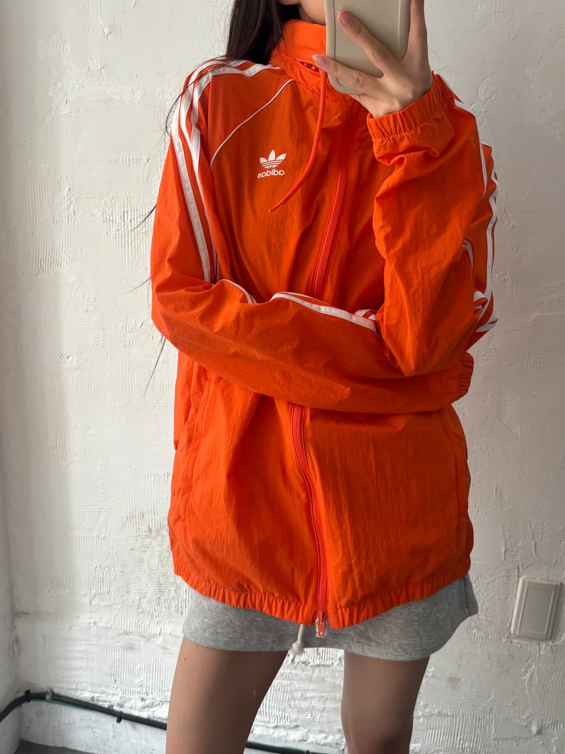 Adidas 아디다스 오렌지 컬러 2-way 지퍼 바람막이 자켓 상품이미지2