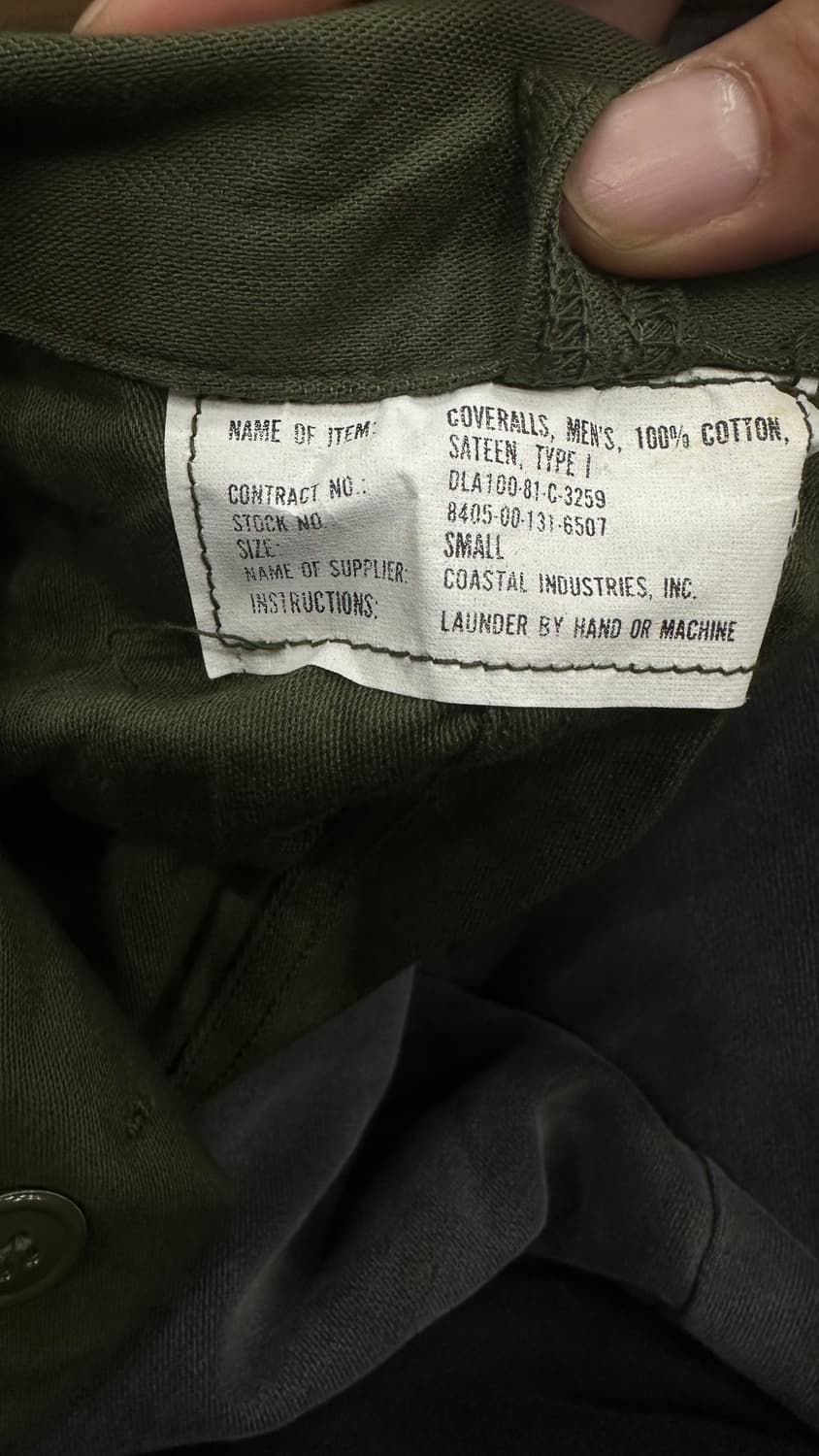 80's US.ARMY 'OG-107' TypeⅠ Coverall. s 상품이미지4