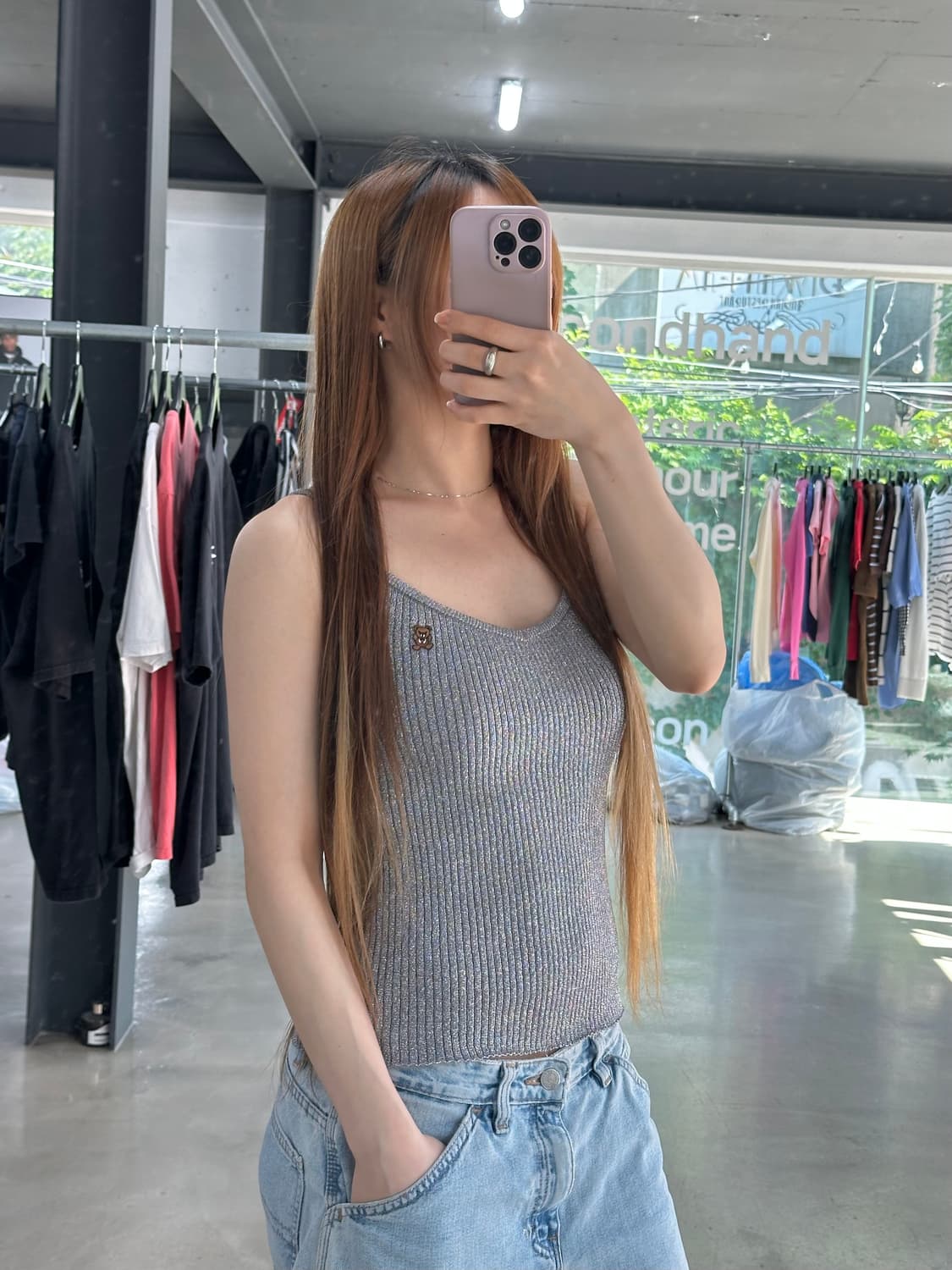 히스테릭글래머 퍽베어 자수 글리터 슬리브리스  상품이미지3