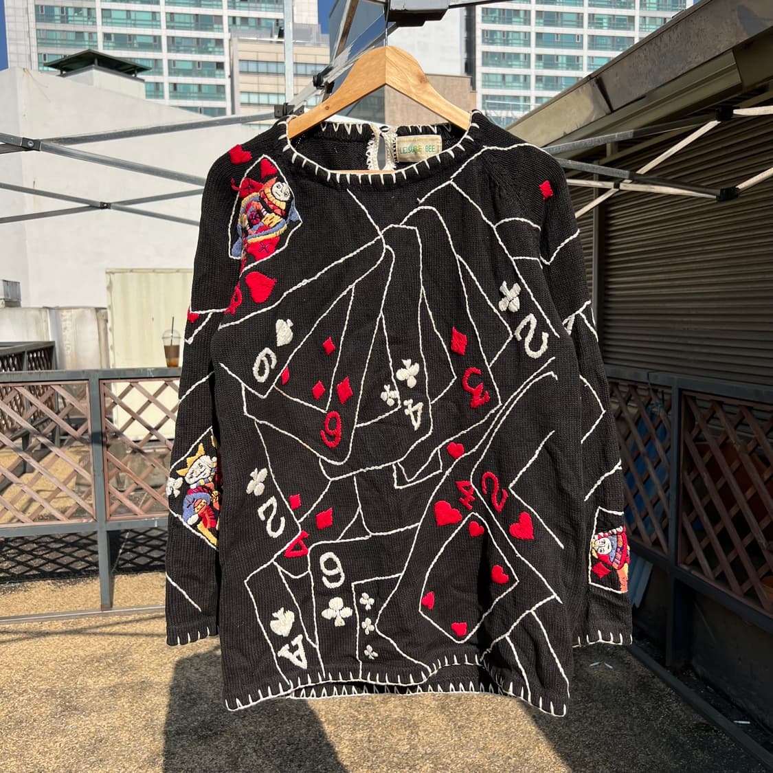 빈티지 트럼프 카드 코튼 니트 원피스 상품이미지1