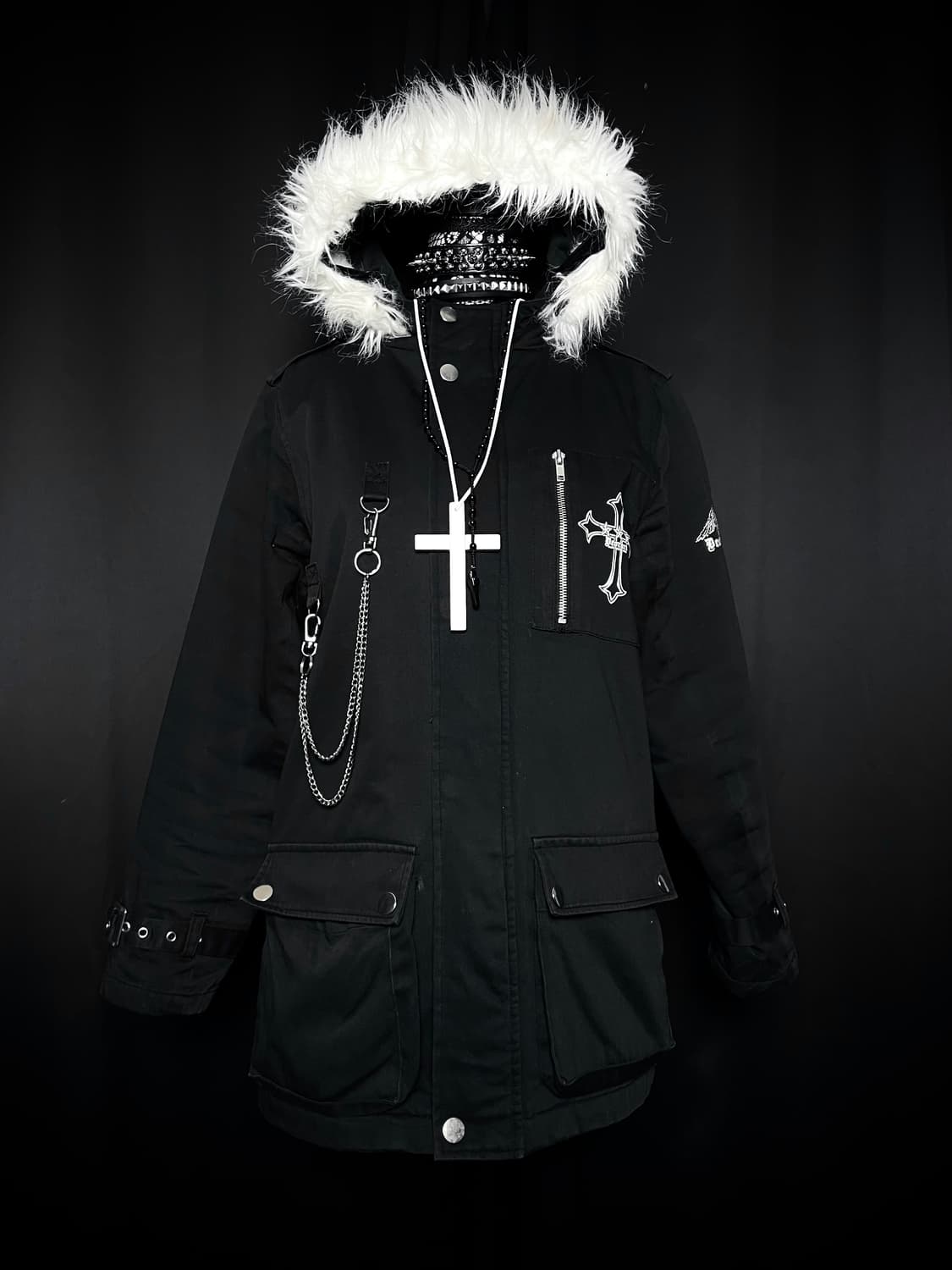 DEORART 디오라르트 펑크 십자가 체인 버클 블랙 자켓 상품이미지2