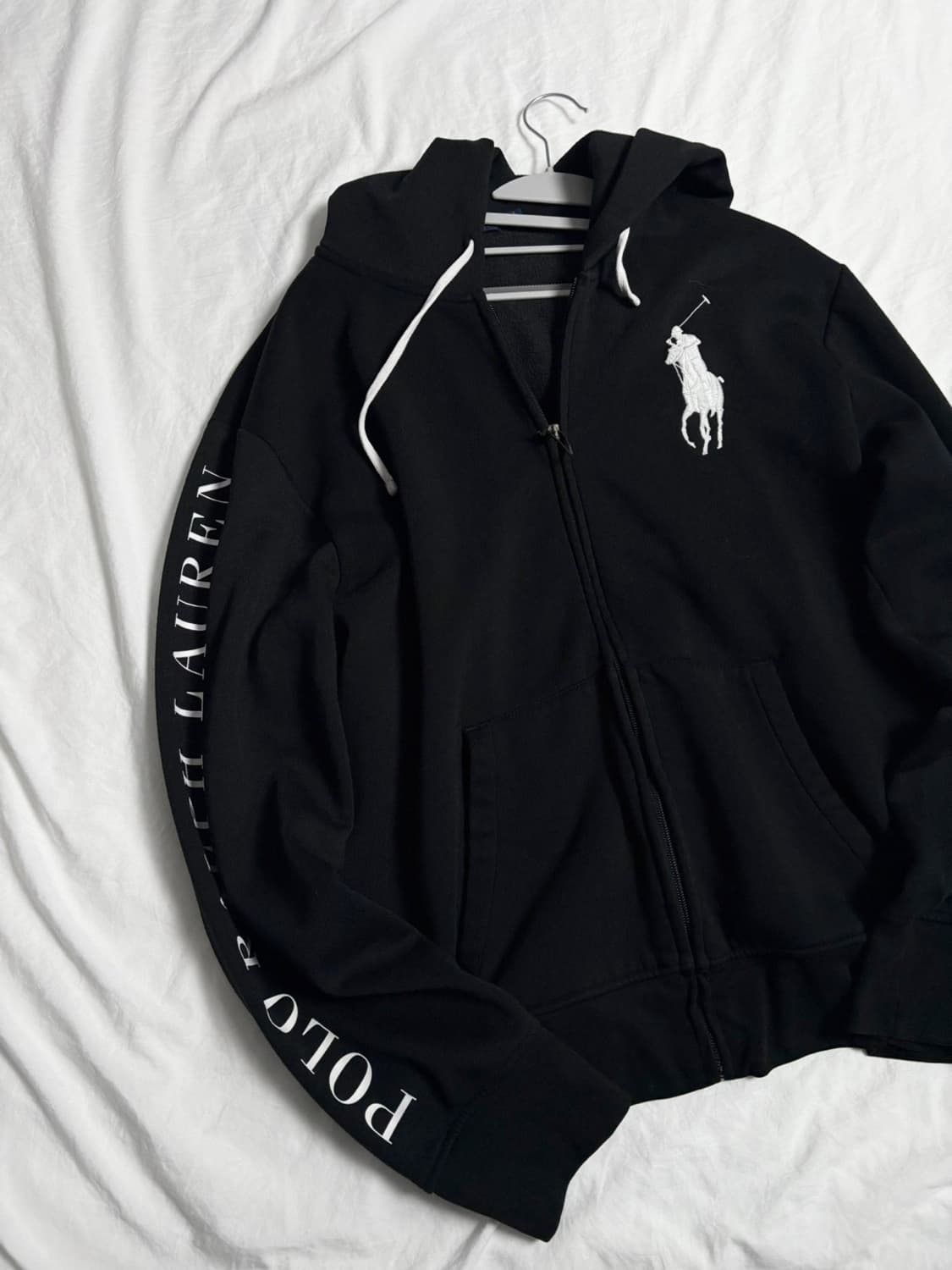 폴로 빅포니 레터링 블랙 후드집업 상품이미지4