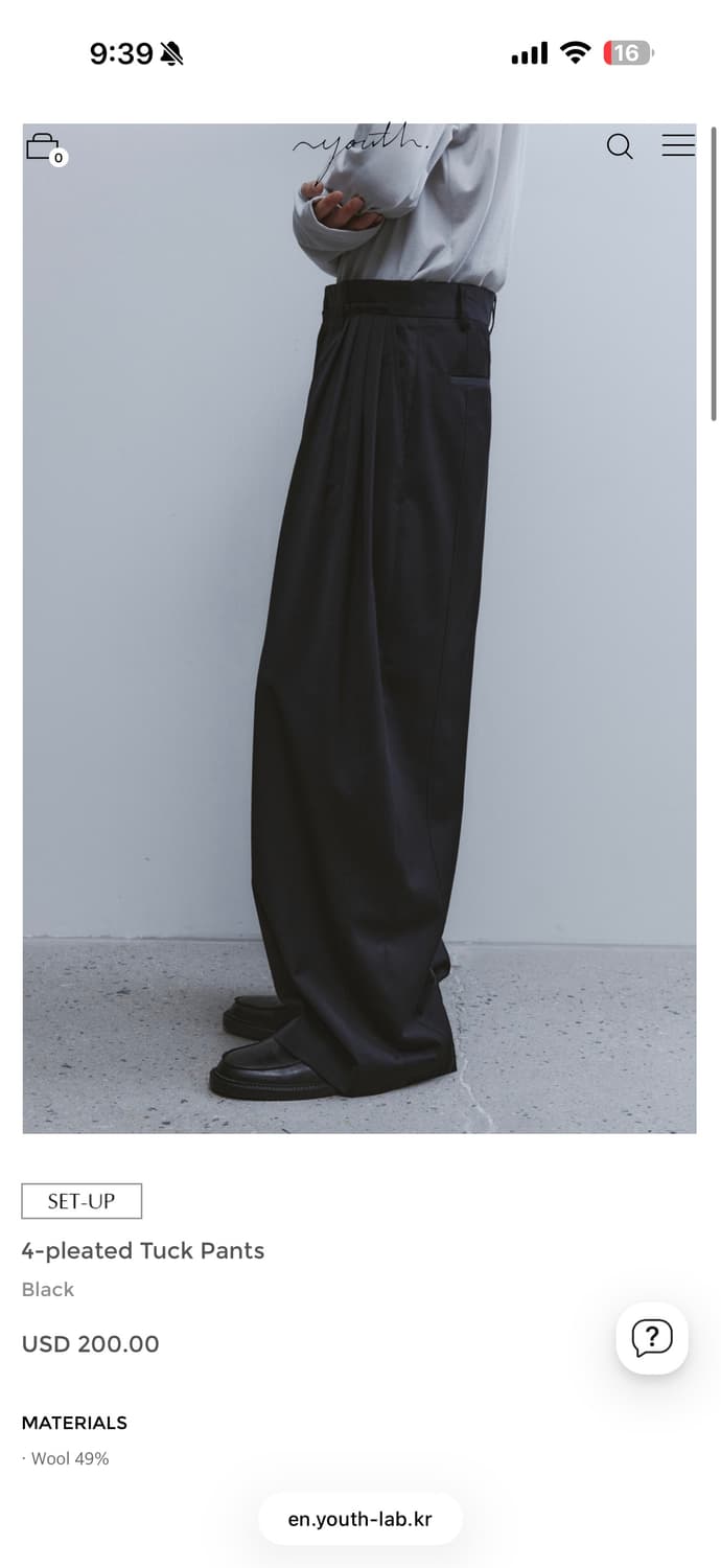 유스 24fw 4-pleated 팬츠 구합니다 상품이미지1