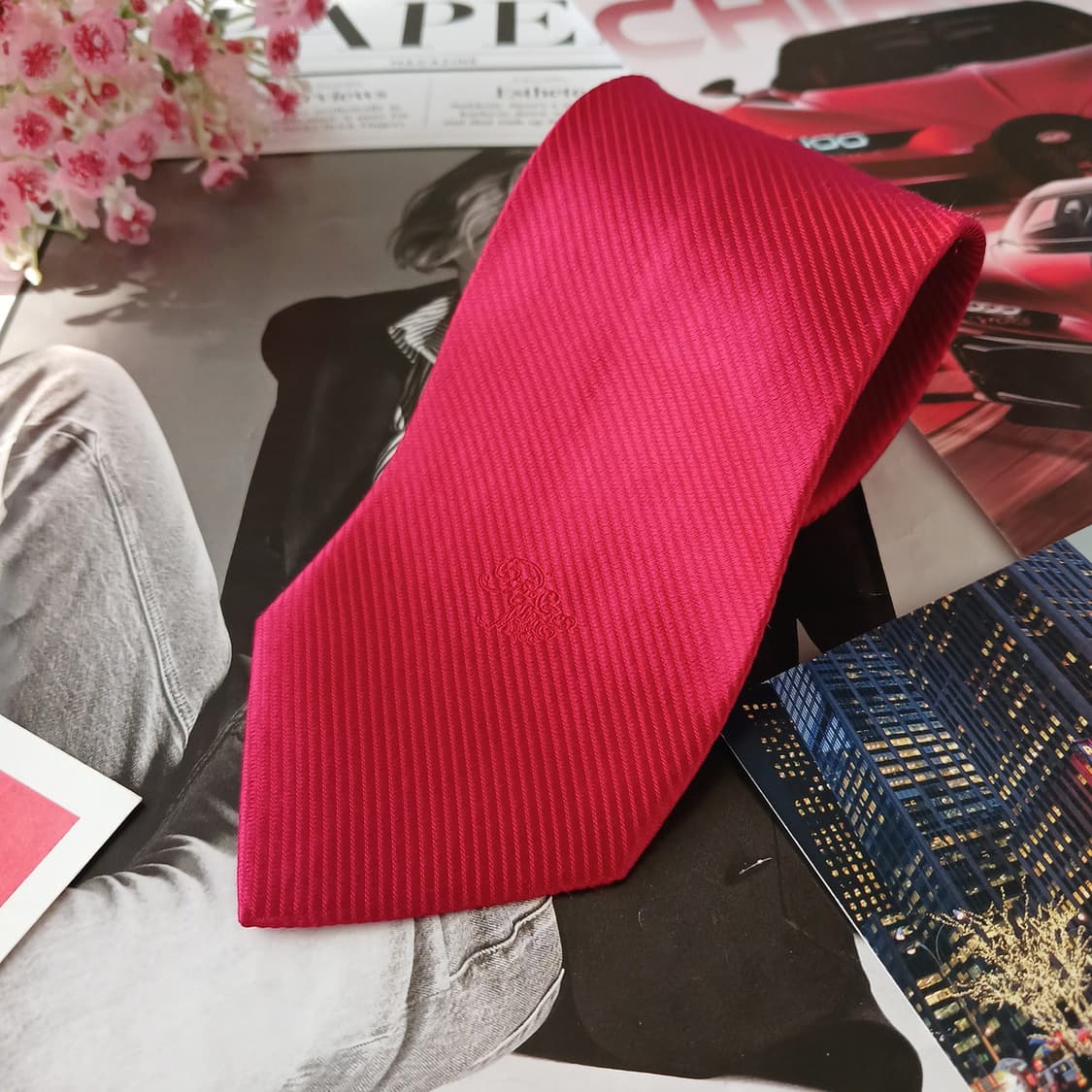 니나리치 실크 레드 솔리드 넥타이 9cm A+등급 A19248
 상품이미지2