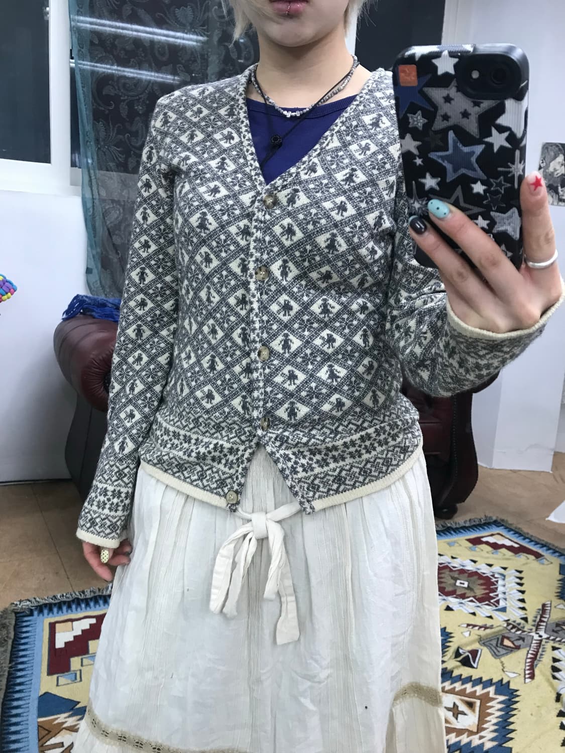 Misty notes 제페니즈 빈티지 여성 패턴 니트 가디건  상품이미지1