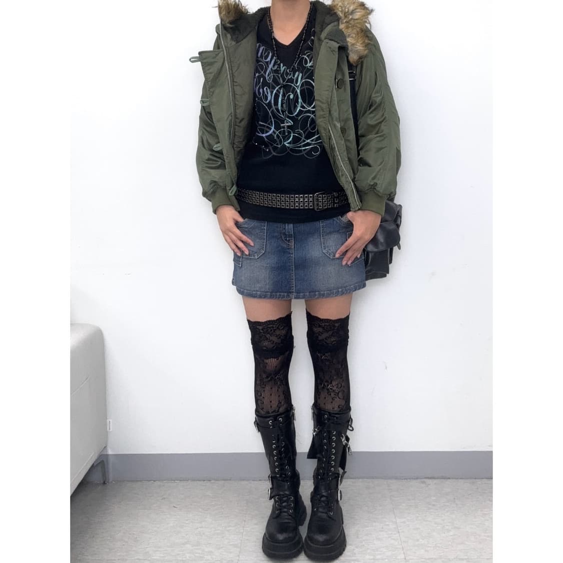 빈티지 카키 y2k 봄버 자켓 상품이미지4