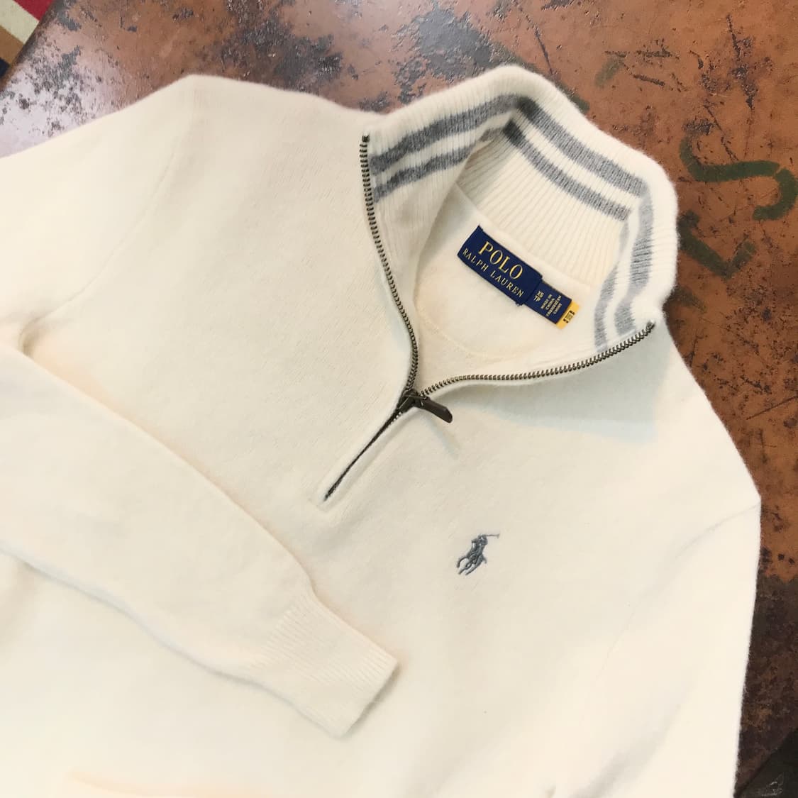 폴로랄프로렌 아이보리 캐시미어 반집업 풀오버 여성 55 66 상품이미지3